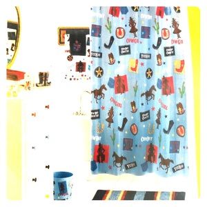 NWTS cowboy cowgirl western vinyl shower curtain